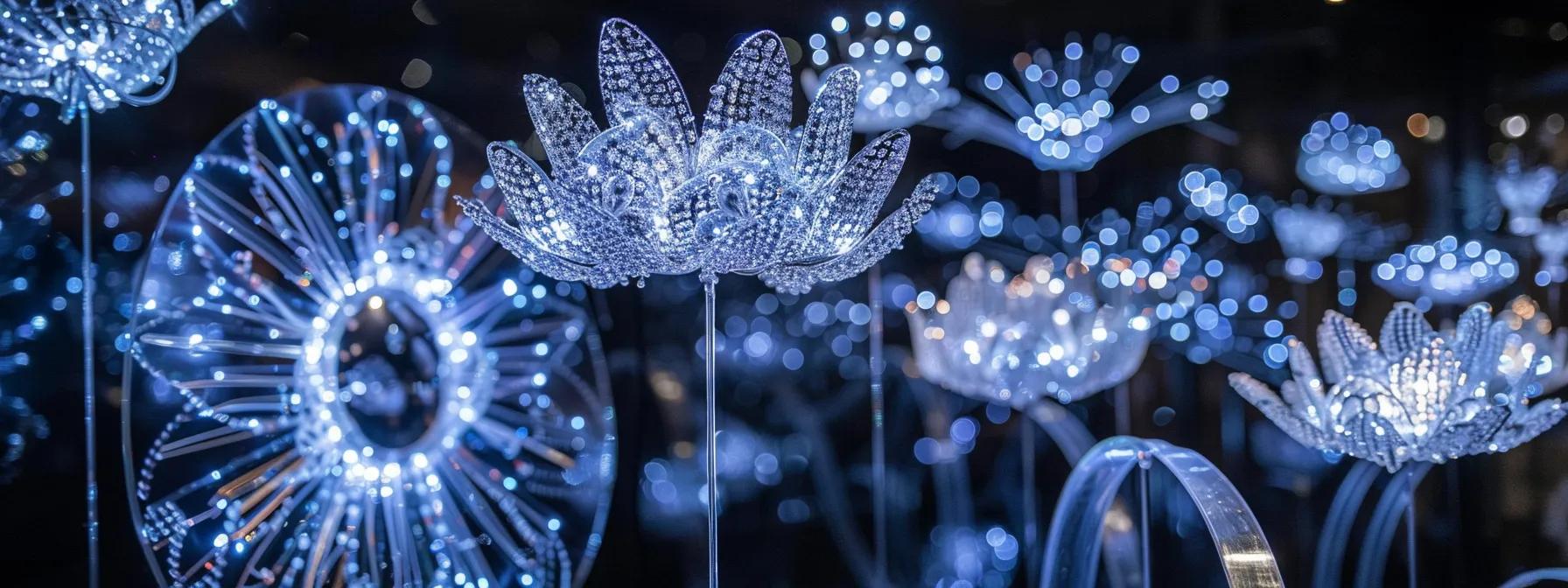 a Captivating Display of Futuristic Bridal Tiaras and Headpieces Glowing with Ethereal Led Lights. - Scarlet Poppy Bridal Boutique - Scarlet Poppy Bridal Boutique