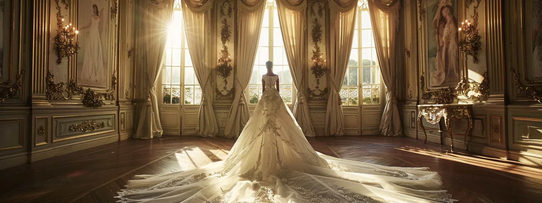 a Stunning Bridal Gown Displayed in an Elegant, Upscale Boutique Setting. - Scarlet Poppy Bridal Boutique - Scarlet Poppy Bridal Boutique