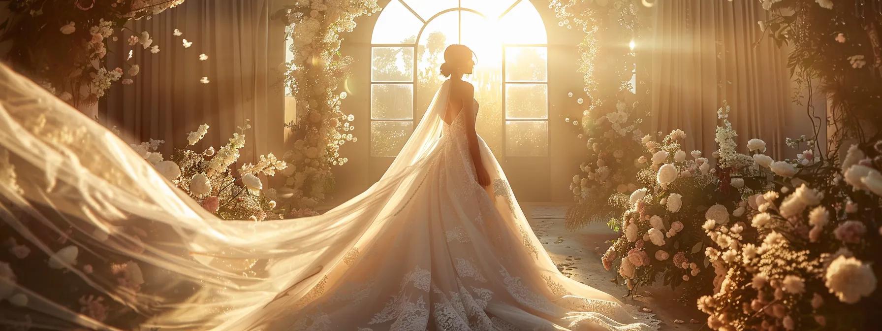 a Breathtaking Display of Elegant Wedding Gowns Gracefully Arranged in a Sun-soaked Bridal Boutique, Showcasing the Innovative Designs of Maggie Sottero Collaborations. - Scarlet Poppy Bridal Boutique - Scarlet Poppy Bridal Boutique