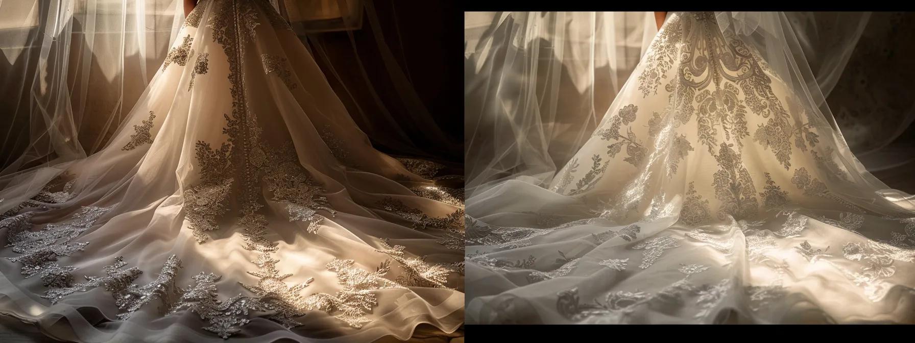a Stunning Side-by-side Comparison of Elegant Bridal Gowns by Maggie Sottero and Other Renowned Designers, Showcasing Intricate Lace Details and Luxurious Fabrics Under Soft, Diffused Lighting for a Captivating Style Analysis. - Scarlet Poppy Bridal Boutique - Scarlet Poppy Bridal Boutique