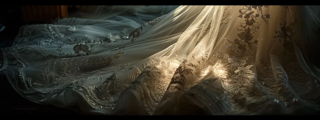 a Beautifully Arranged Wedding Dress Boutique, Showcasing an Elegant, Flowing Bridal Gown Against a Backdrop of Soft, Romantic Lighting That Highlights the Intricate Lace and Fabric Details, Symbolizing the Journey of Finding the Perfect Dress Within a Budget. - Scarlet Poppy Bridal Boutique - Scarlet Poppy Bridal Boutique