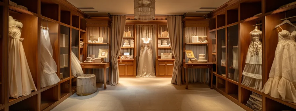 a Beautifully Curated Bridal Boutique Showcases Elegant Gowns in a Warm, Intimate Setting, Adorned with Soft Lighting and Inviting Decor, Creating a Luxurious and Personalized Shopping Experience for Brides. - Scarlet Poppy Bridal Boutique - Scarlet Poppy Bridal Boutique