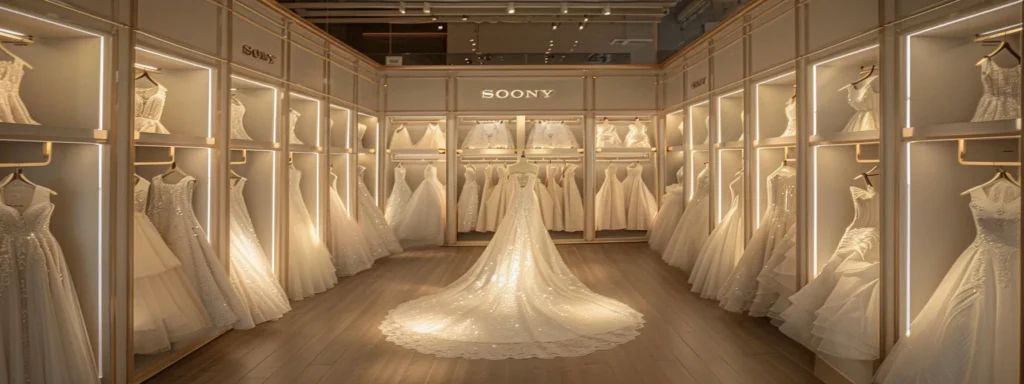 a Beautifully Lit Bridal Boutique Displays an Elegant Array of Wedding Dresses, Each Intricately Designed and Artfully Arranged to Invite Couples on Their Journey to Find the Perfect Gown. - Scarlet Poppy Bridal Boutique - Scarlet Poppy Bridal Boutique