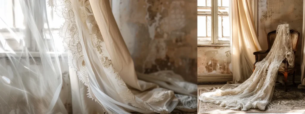 a beautifully styled bridal gown drapes over a vintage lace chair, accompanied by a meticulously arranged bridal budget planner, evoking a sense of elegance and financial empowerment in wedding preparation.