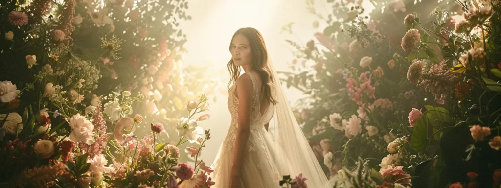 a Beautifully Styled Vintage Wedding Scene, Featuring a Radiant Bride in an Elegant, Flowing Vintage-inspired Gown, Surrounded by Lush Florals and Soft, Ambient Lighting That Captures the Romantic Essence of Timeless Love. - Scarlet Poppy Bridal Boutique - Scarlet Poppy Bridal Boutique