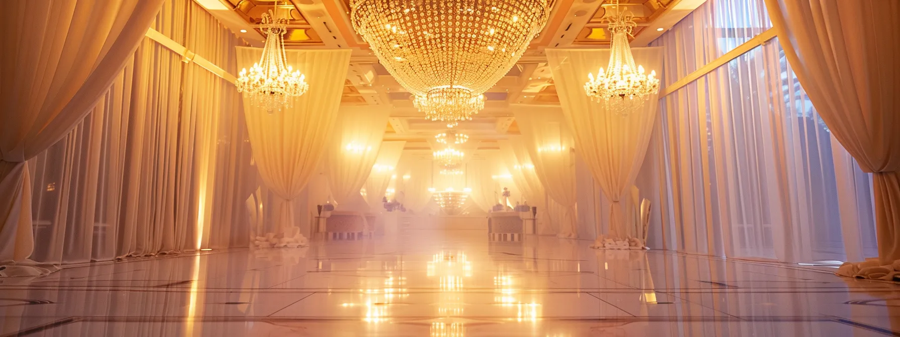 a Breathtaking Bridal Boutique Adorned with Elegant White Gowns, Sparkling Chandeliers, and Soft, Ambient Lighting Creating a Romantic Atmosphere for Future Brides. - Scarlet Poppy Bridal Boutique - Scarlet Poppy Bridal Boutique