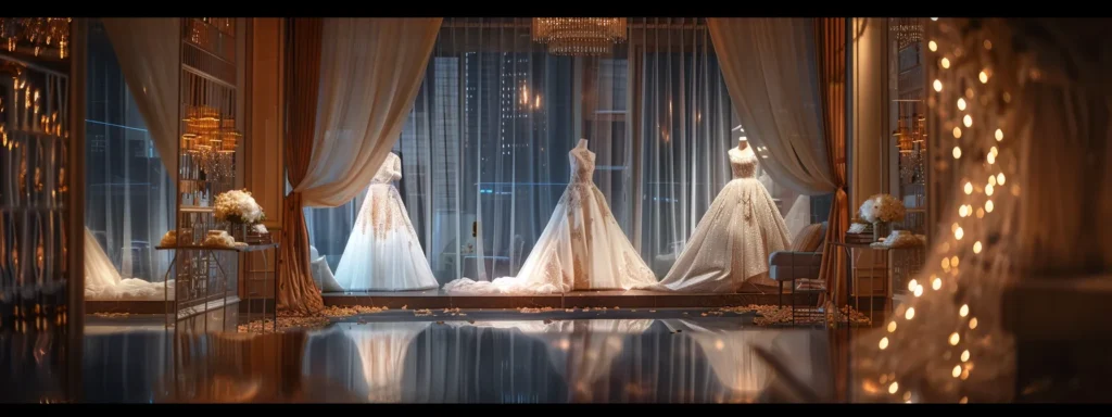 a Stunning Bridal Boutique Showcases an Array of Elegant Wedding Dresses Made from Luxurious Fabrics, with Soft, Diffused Lighting Highlighting Their Intricate Details and Diverse Styles Against a Backdrop of Tasteful Decor That Conveys the Emotional Journey of Wedding Planning. - Scarlet Poppy Bridal Boutique - Scarlet Poppy Bridal Boutique
